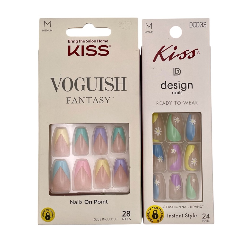 KISS Easter Pastel Multi-Color Glue-On Nails – Lot of 2 Sets